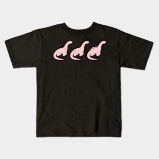 Pink Heart Dinosaurs (White Background) Kids T-Shirt